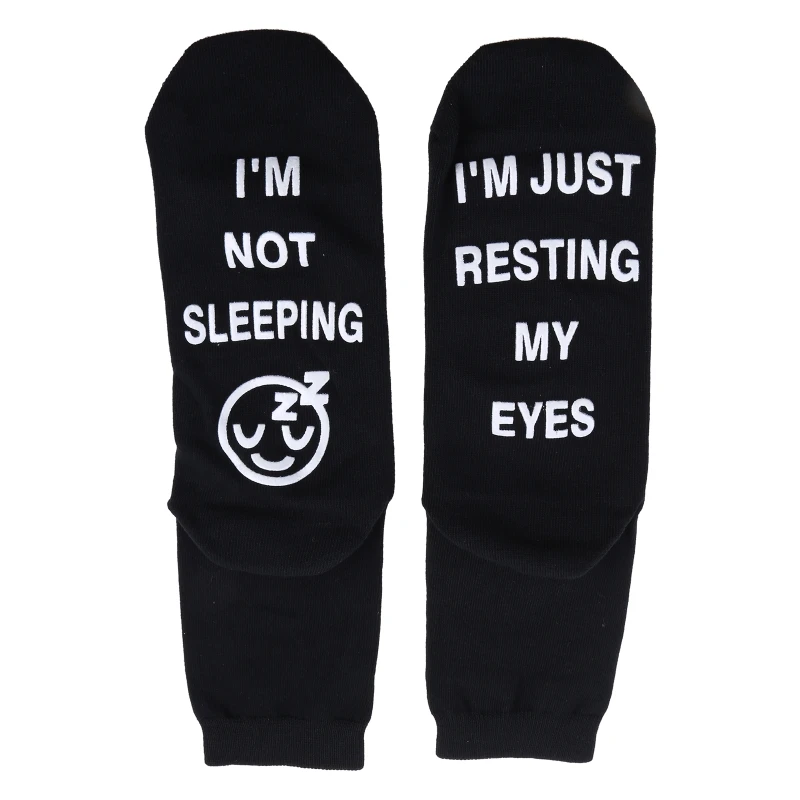 Унисекс черно-белые хлопковые носки с забавными высказываниями новинка я не сплю