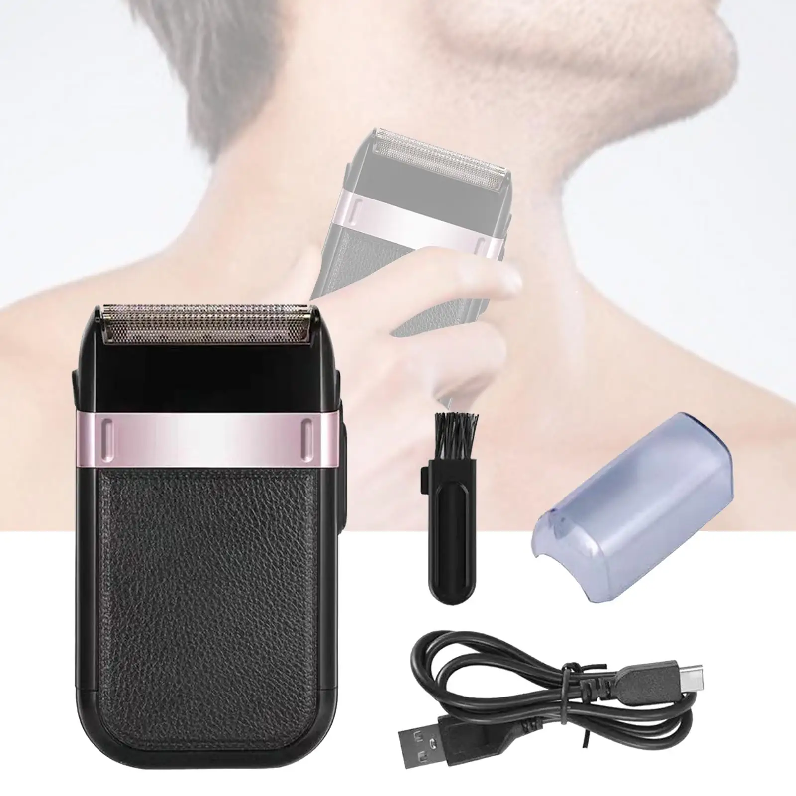 

Men's Retro Electric Razor Pocket Size Detachable Cutter Head USB Rechargeable Electric Shaver Facial Beard Trimmer for Home Use