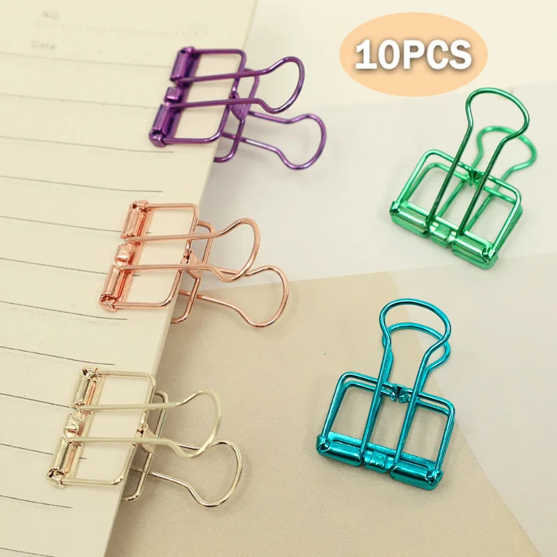 

10Pcs Hollow Metal Long Tail Bill Clip Hand Account I-shaped Dovetail Clip Paper Clip Home Office Folder Stationary