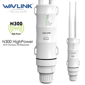 Wavlink N300 высокое Мощность Открытый Всепогодный 30dBm Беспроводной Wi-Fi маршрутизаторAP Repeater 2.4 г 1000 МВт 15kv внешний съемный телевизионные антенны