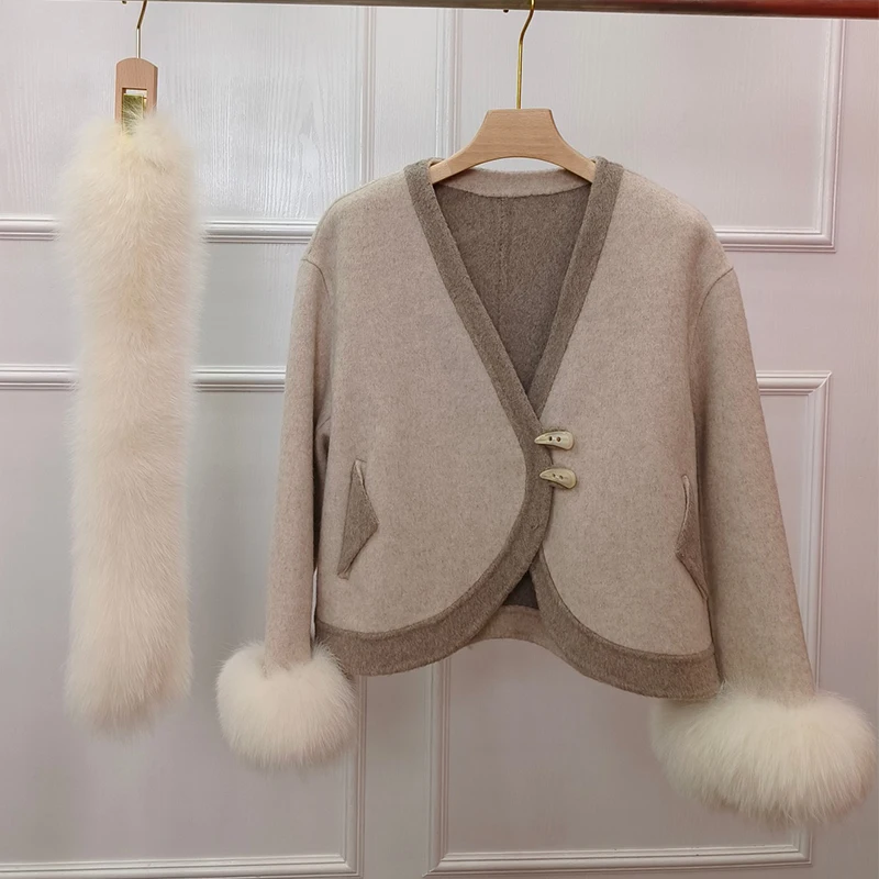 Корейский стиль тонкая женская осенняя шерстяная короткая куртка с воротником