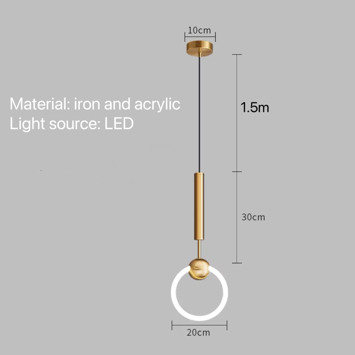 

Подвесной светильник для спальни из железа и акрила