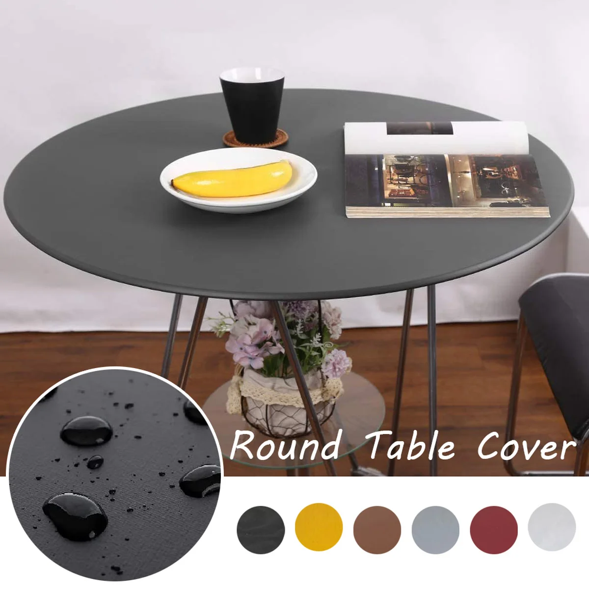 1PCS Outdoor Indoor Round Table Cover Waterproof Polyester Oil Resistant Tablecloth Home Dining Table Flexible Table Cloth