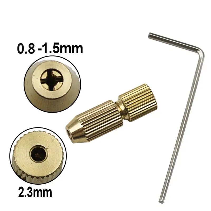 Зажимной патрон 2 мм, латунный электродвигатель, зажим для вала, мини-маленький патрон для дрели 0,8–1,5 мм, микро-сверло дрели