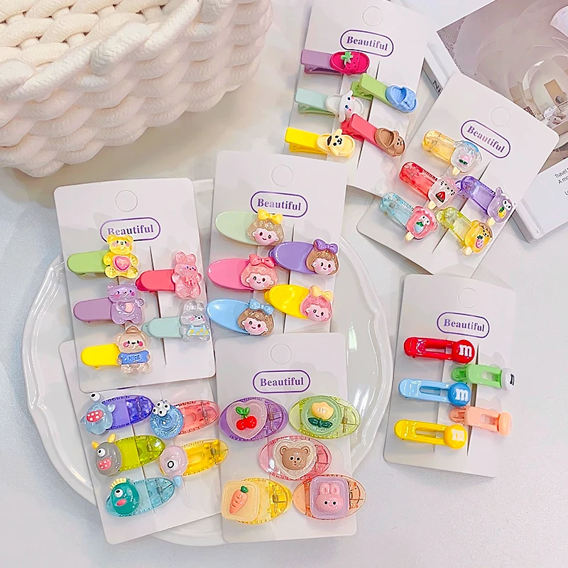 

Заколки для волос с милыми мультяшными животными для девочек, 5 шт./компл., детские милые заколки карамельных цветов для декорирования волос,...