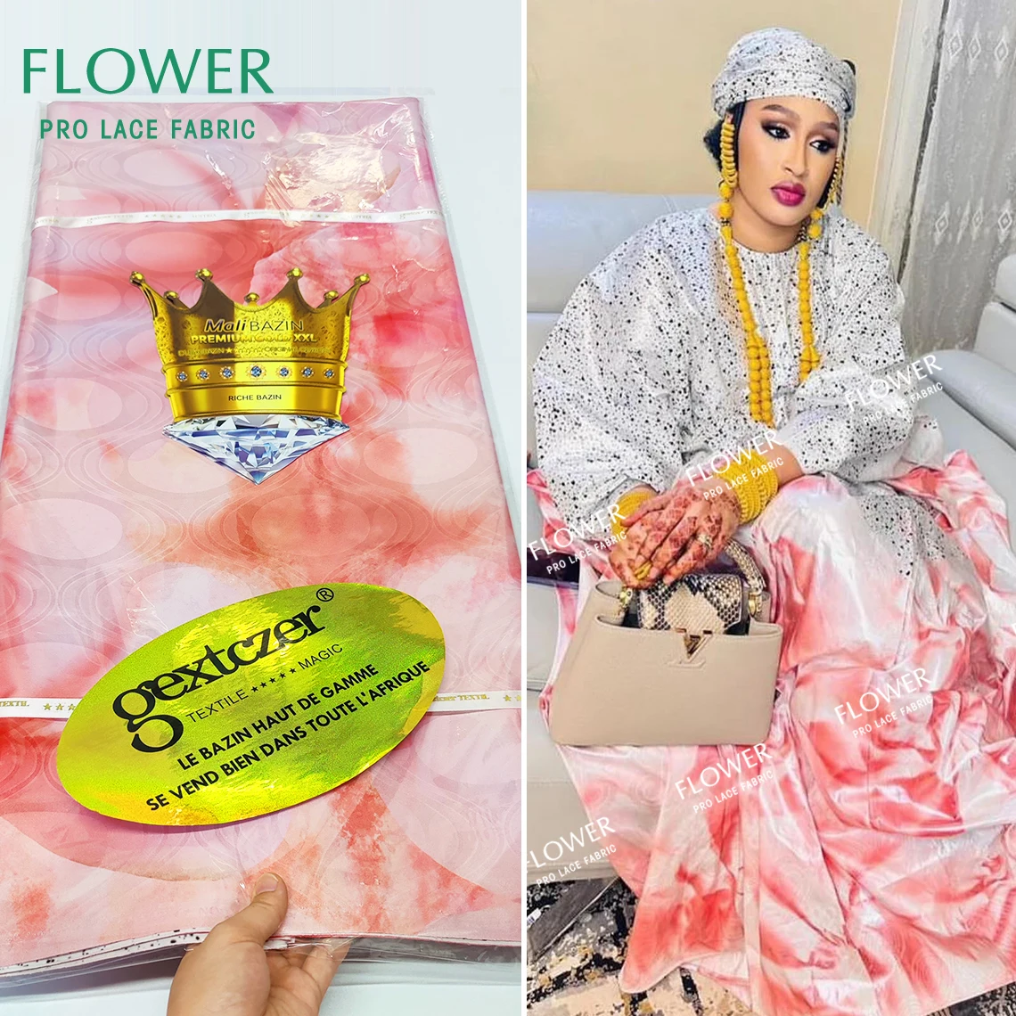 Новый нигерийский оригинальный принт базин богатый традиционная африканская