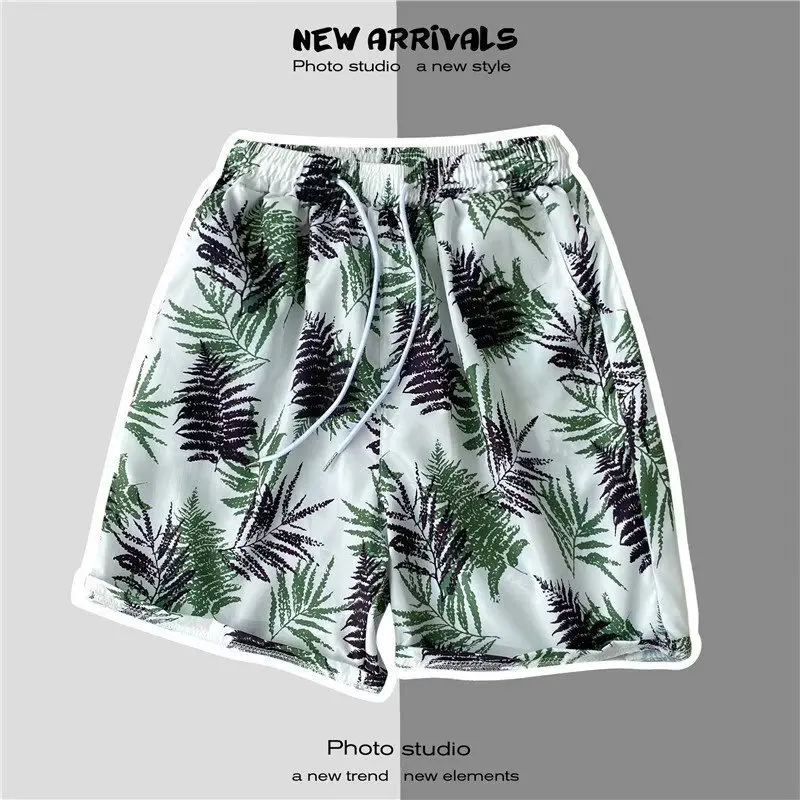

Summer Seaside Vacation Floral Shorts Men's Cropped Casual Large Size Hawaiian Shorts Loose Beach Pants