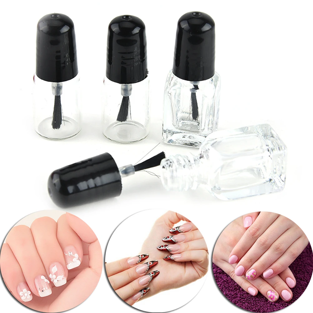 2ml/3ml Transparent Glass Nail Polish Bottle Empty With A Lid Brush Empty Cosmetic Containers Nail Glass Bottles with Brush