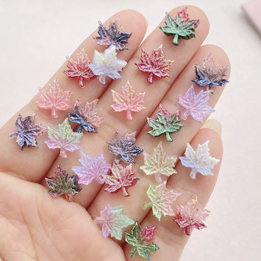 50 шт. милые мини красочные кленовые листья дизайн ногтей полимерные дизайнерские