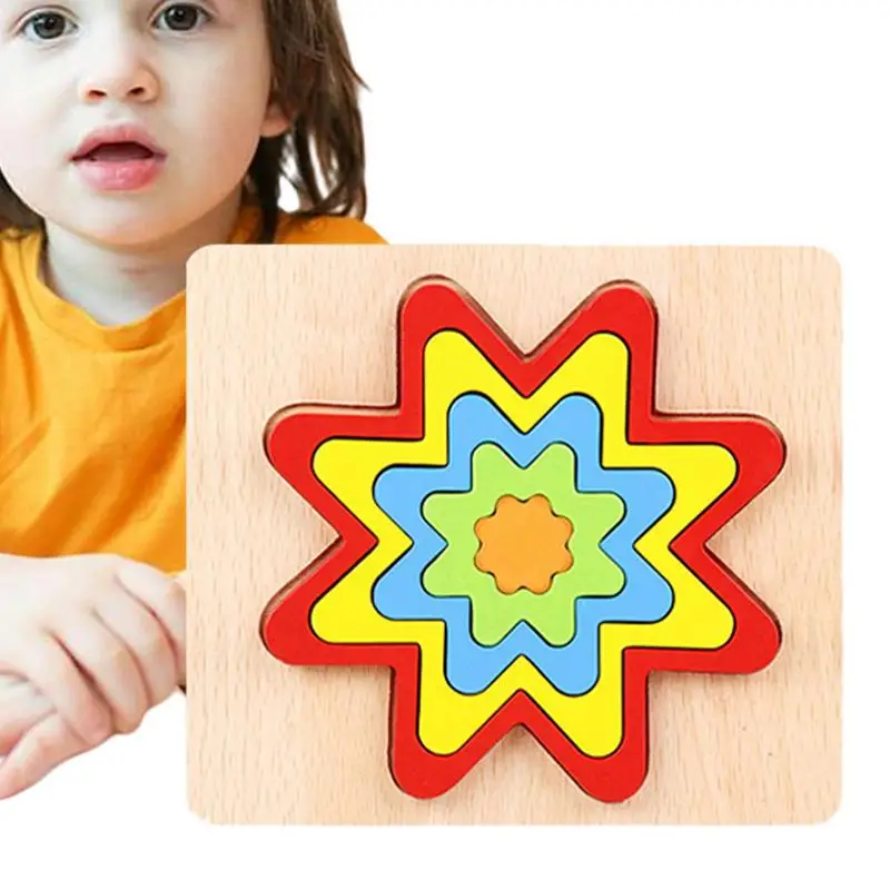 

Shape Matching Game Montessori Toy Wooden Shape Sorting Puzzles Toddler Shape & Color Sorter Toys Preschool Learning Material