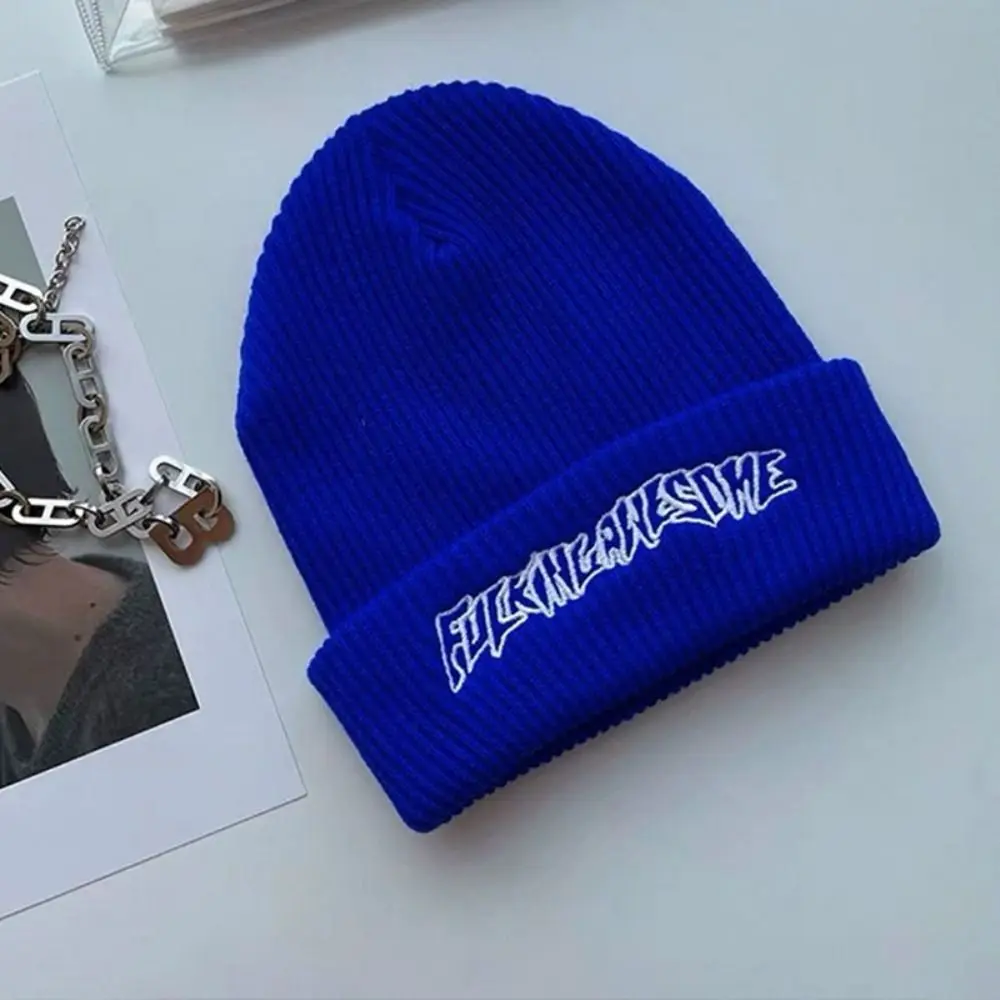 Hot Sale Casual Knitted Hat Thickening Keep Warm Pullover Embroidered Windproof Bonnet Caps