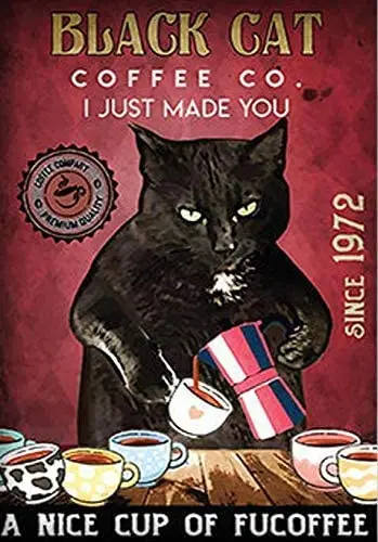 

Постер кошка кофе Co, Постер кошки, подарок для влюбленных кошки, милый логотип кофейни, кухни, туалета, логотип Nics, жестяной знак, подарок