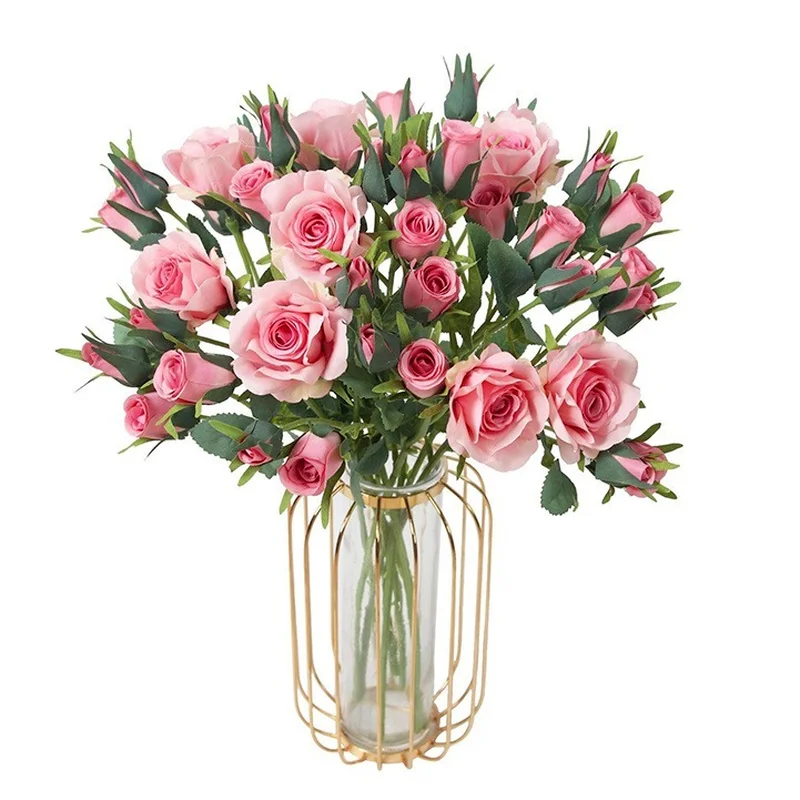 

5 Heads Artificial Rose Bouquet 43cm DIY Birthday Wedding Party Decoration Flower Valentine's Day Gift Party Decoration Indoor