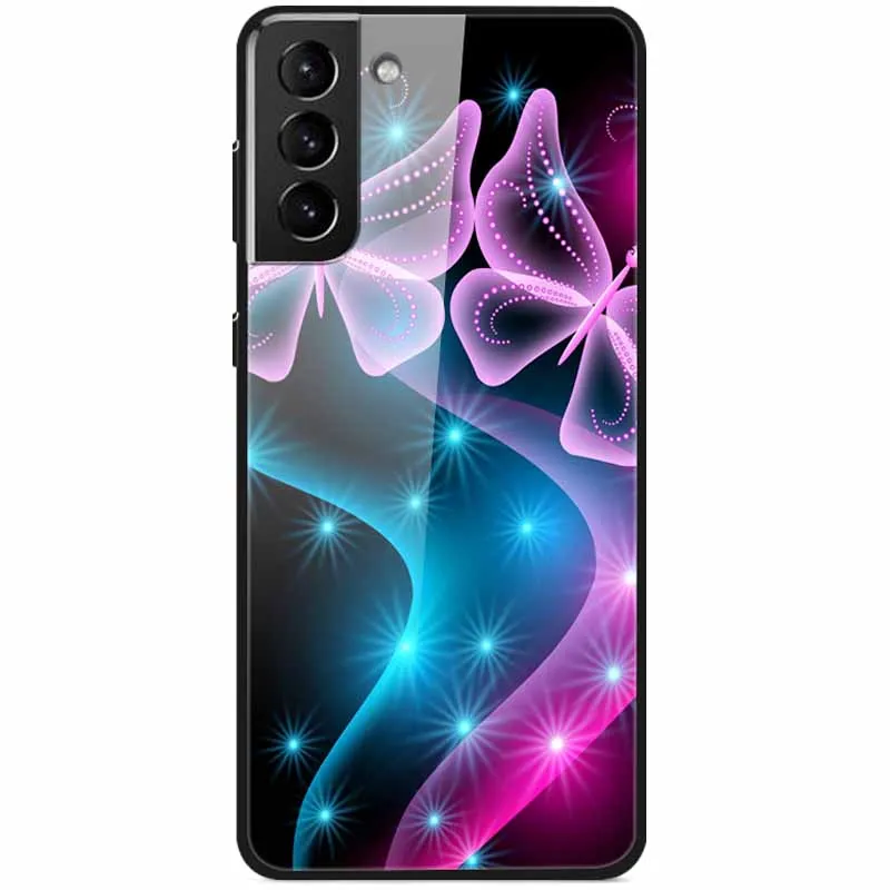 Для Samsung S21 FE 5G чехол из закаленного стекла Защитная твердая задняя крышка для Galaxy