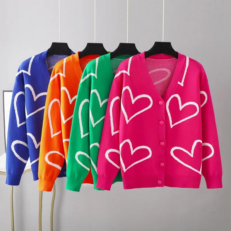 

2023 Autumn Winter New Women Sweater Love Short Cardigan Coat Women Y2k Top