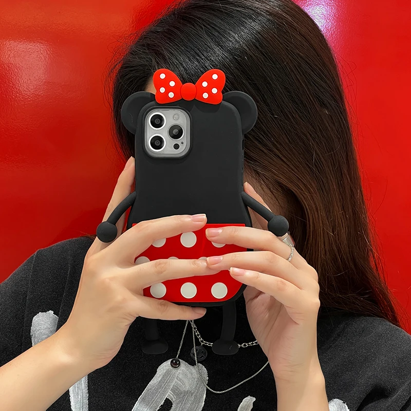 

Disney Minnie Mouse Phone Cases For iPhone 14 13 12 11 Pro Max XR X XS MAX Plus Soft Silicone Drop-proof Cover