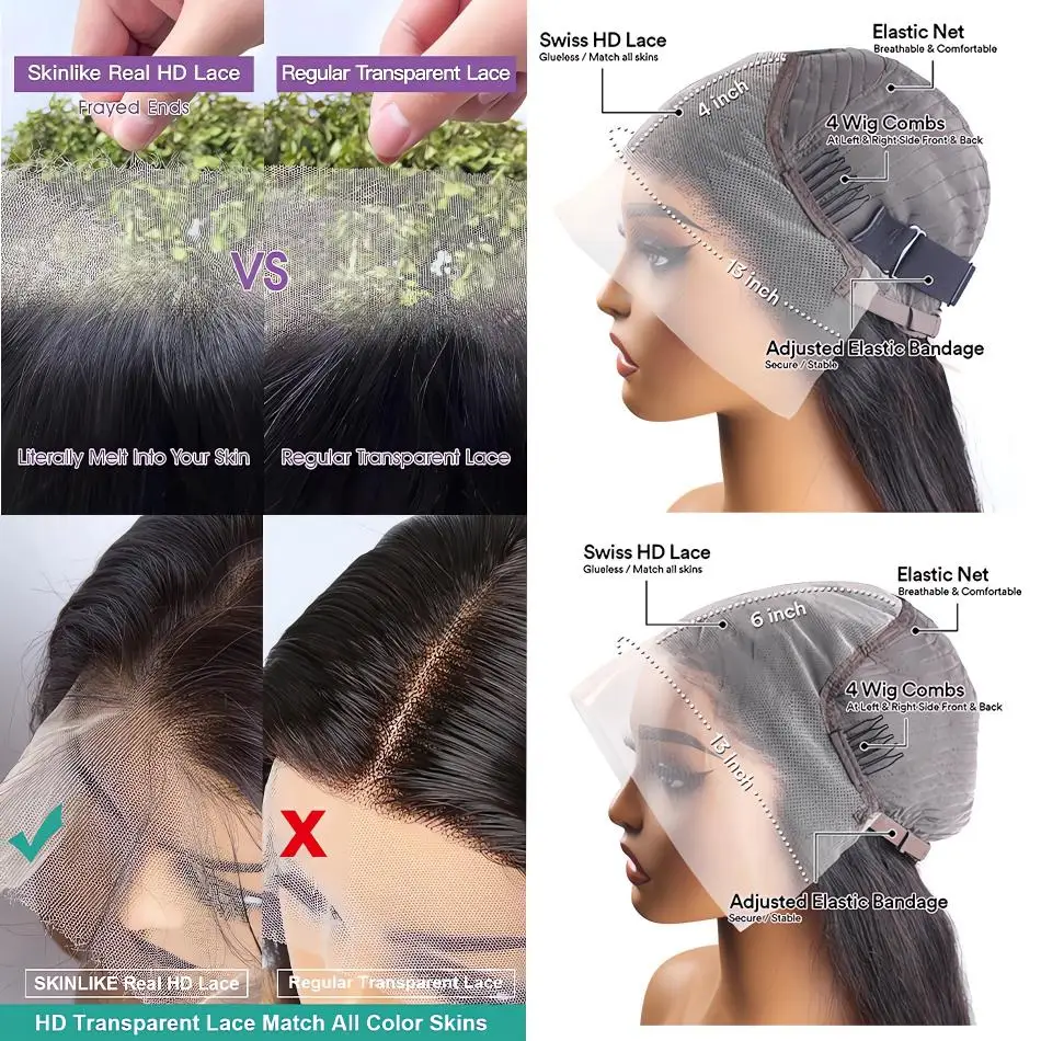 Парик фронтальный на сетке 13X6 HD выбор 100% прямые волосы 30 40 дюймов цветные