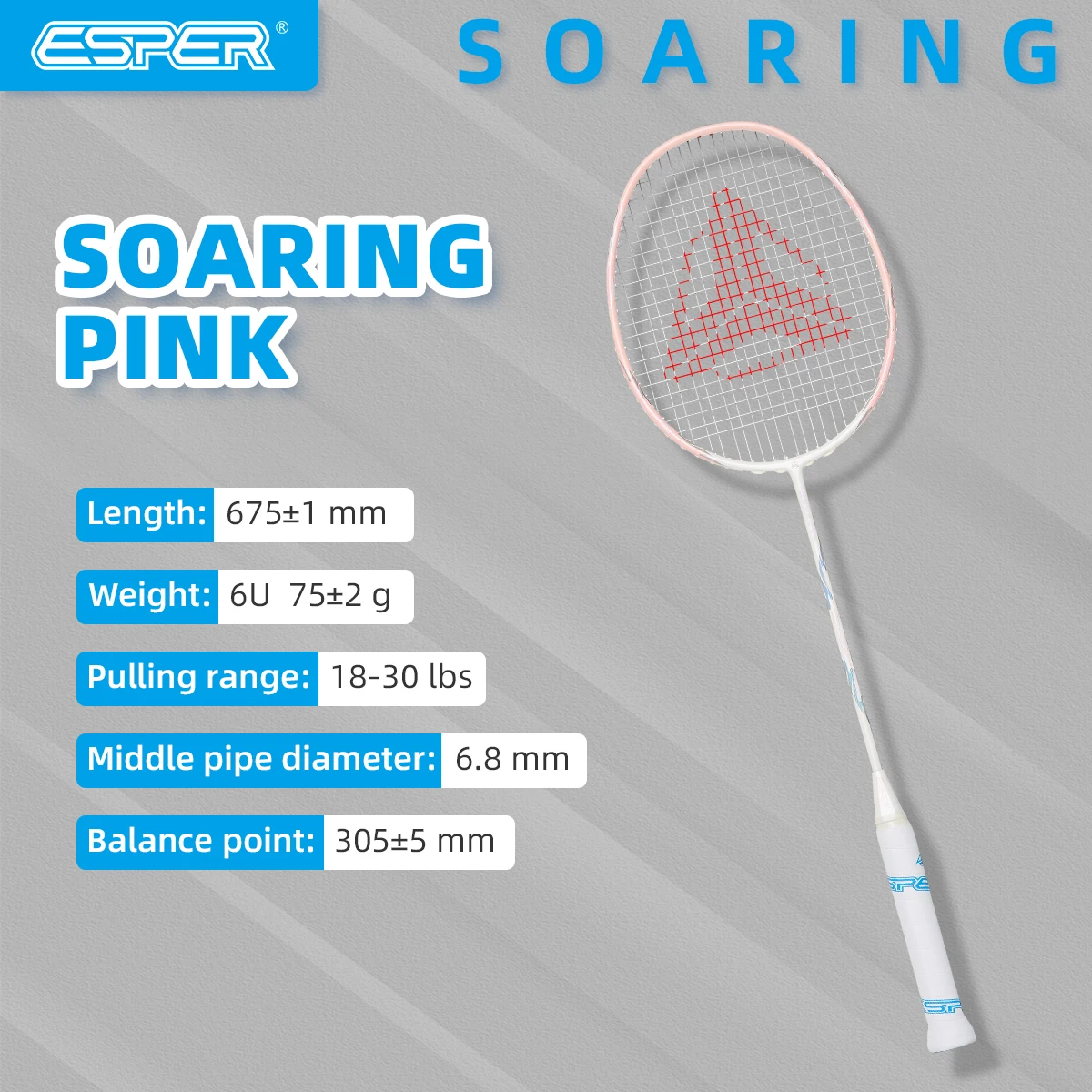 Ракетка для бадминтона Speed Explorer ESPER «soaring», сверхлегкая и быстрая 6U75g, цельноуглеродное волокно G6, струнная ракетка (art.: 3920ccf83c917) - 3920ccf83c917