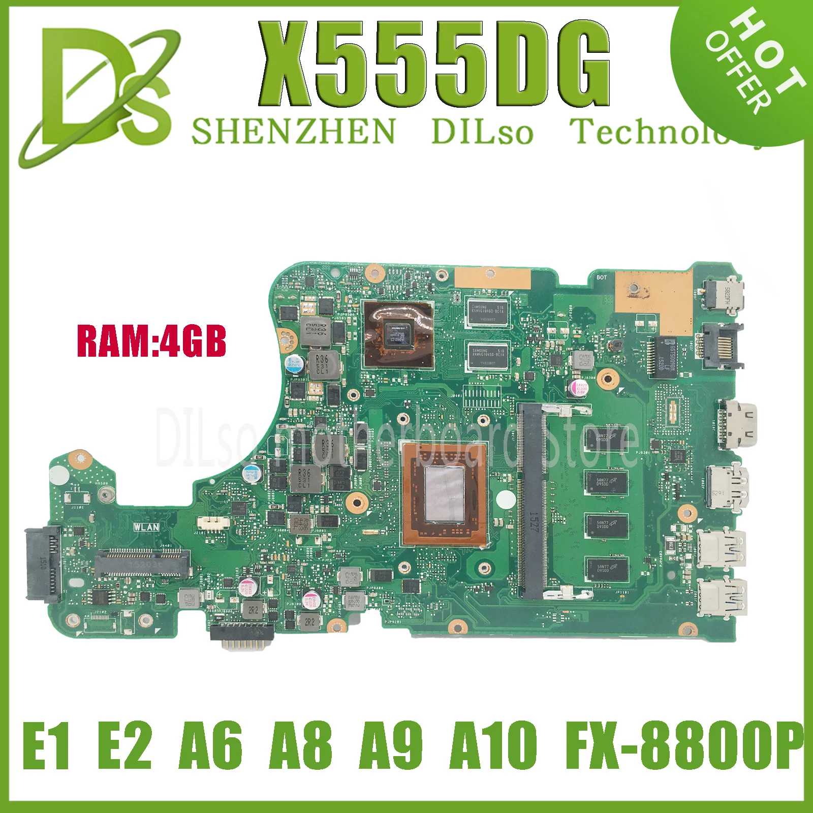 KEFU X555DG материнская плата подходит для Asus X555 X555D X555YA X555YI с E1 E2 A4 A6 A8 A9 A10 FX-8800P RAM 2G 4G 8GB -