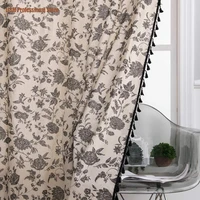 american geometric semi blackout curtains for living room bedroom bohemian style cotton linen darkening tassels window drapes