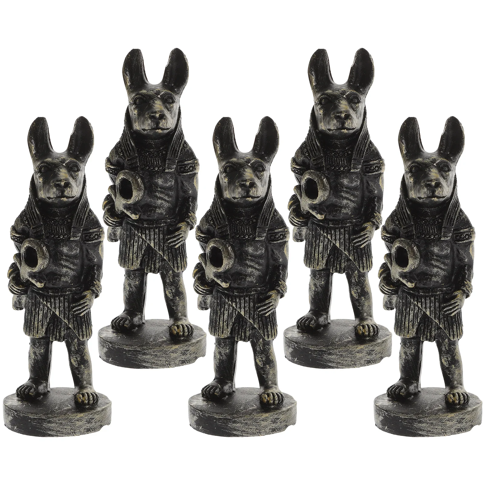 

5 Pcs Simple Sanctuary Ornament Child Egyptian Statue Standing Anubis Resin Dog Crafts