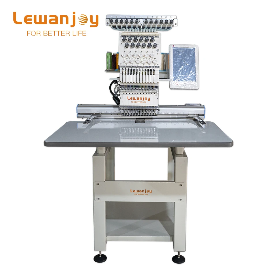 Lewanjoy Multi-Use Embroidery Machinery Single Head 9/12/15 Needles Computerized Cap Embroider Building Embroiderd Shop