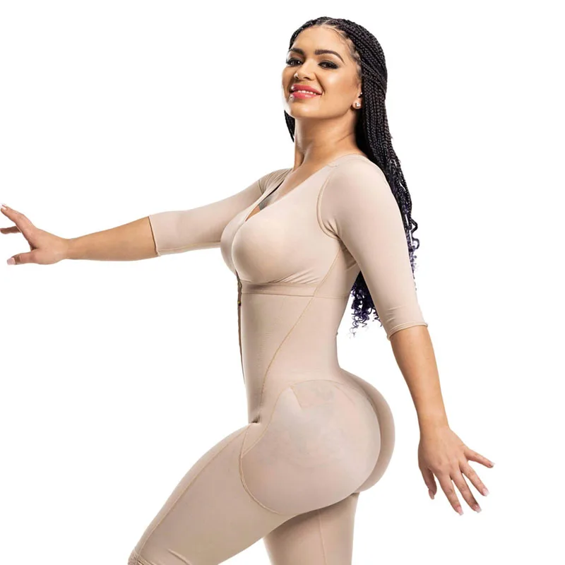 

Post-Surgery Double Compression Garments Faja With Sleeves & Bra Tummy Control Shapewear Slimming Fajas Lace Body ShaperPost-Sur