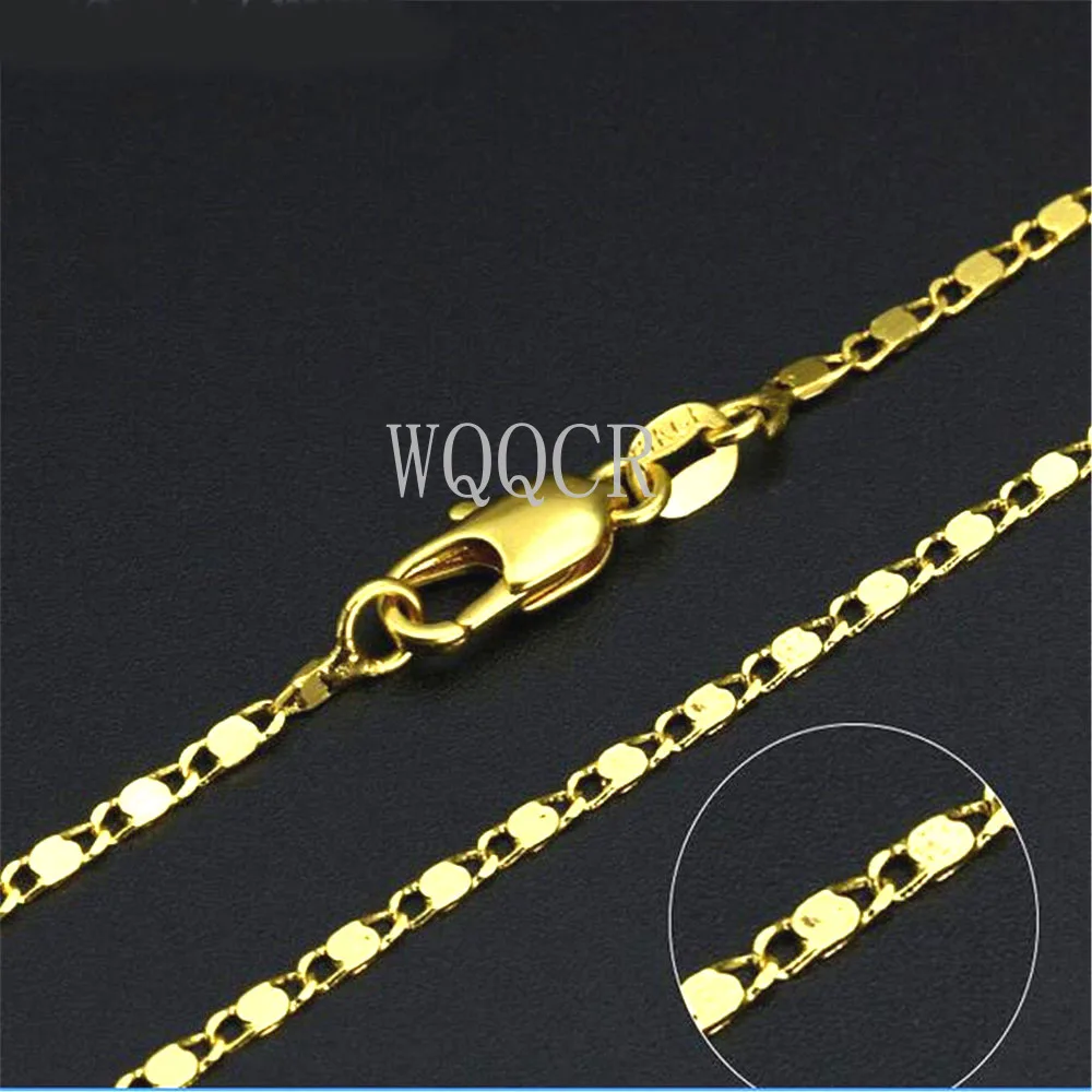 Женское золотое ожерелье с гладкой цепочкой 1 шт. 9 мм 18 К 16 дюймов 20 22 дюйма 24 26 28