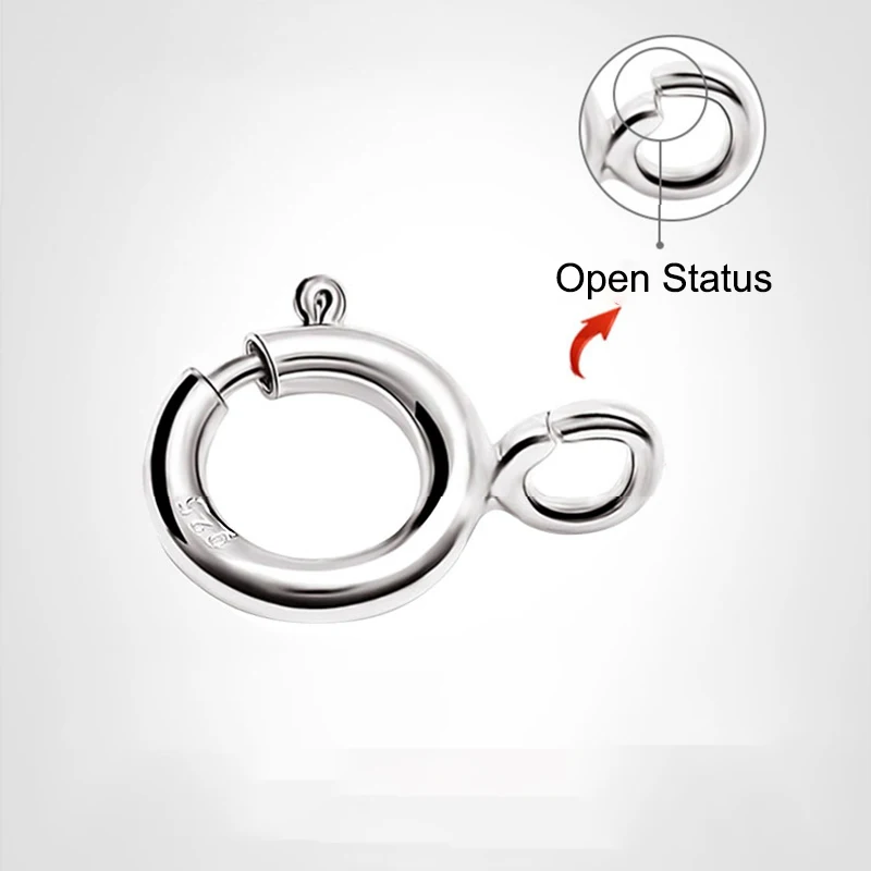 High Quality 925 Sterling Silver Spring Ring Clasps Hooks 925 Silver Connection For Necklace Bracelet DIY Buckle Jewelry Making