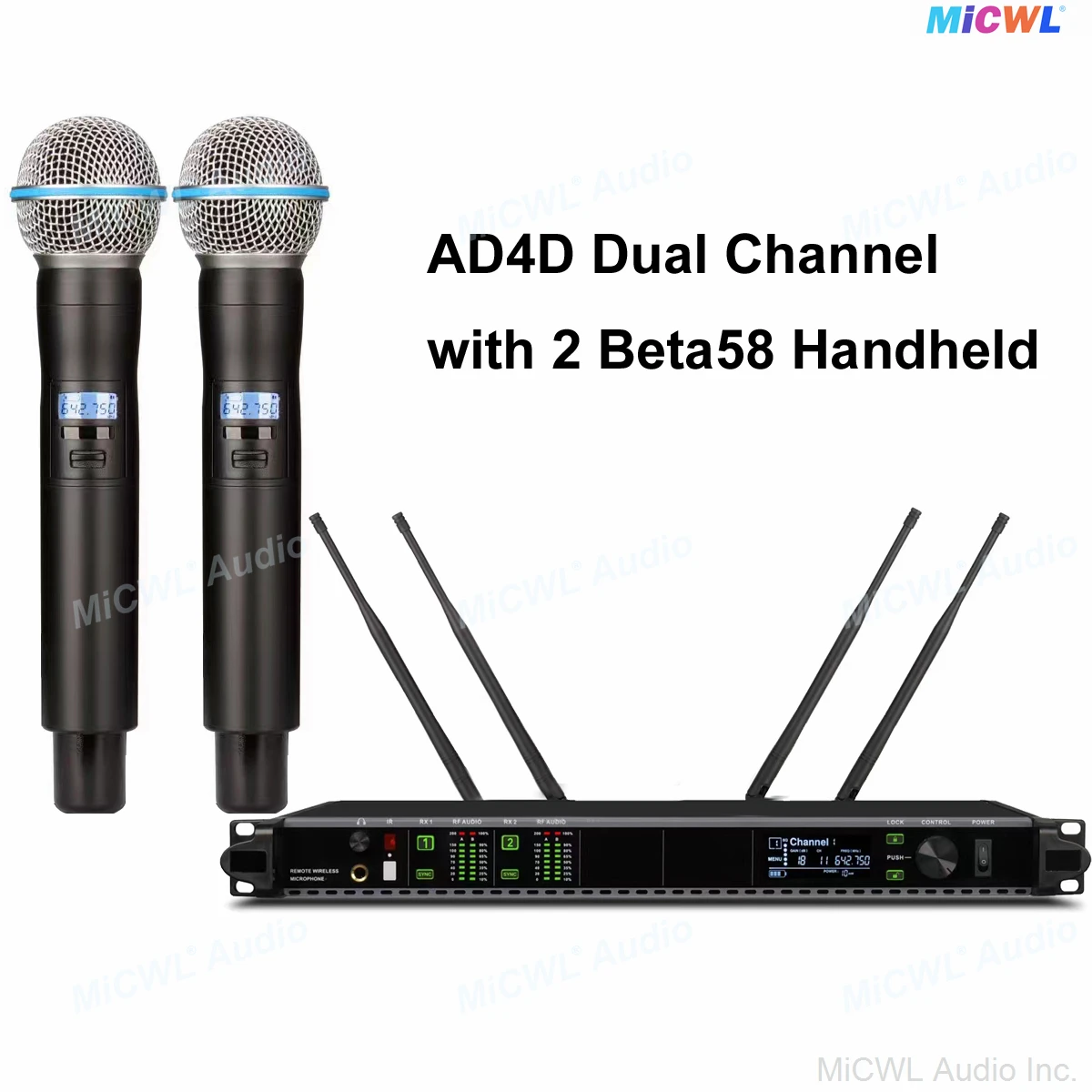 Портативная цифровая беспроводная микрофонная система AD4Q Dual Beta58