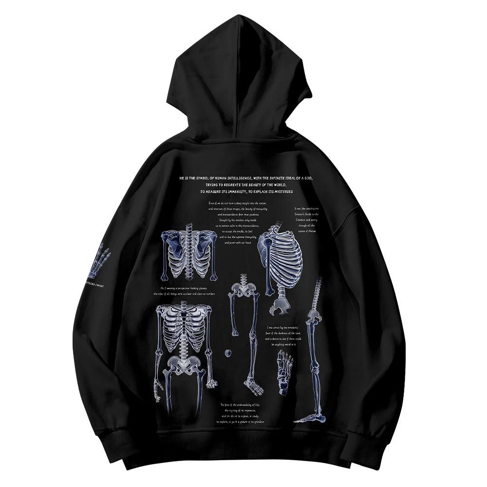 

Oversized Hoodies Harajuku Men's clothing Goth skull Pattern Y2K Women's Hoodie Anime Top Hoody Kawaii Sweatshirt Tops Hooded
