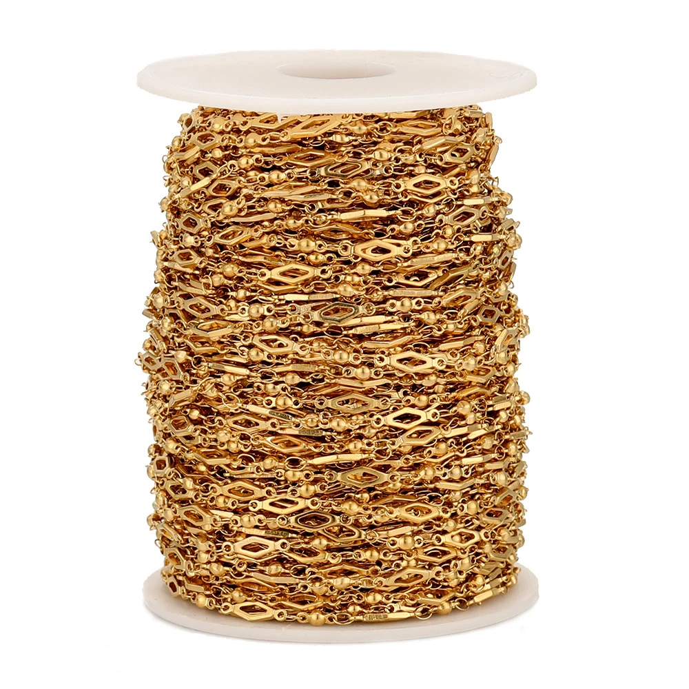 

1 Meter Stainless Steel 18k Gold Plated Rhombus Beads Connectors Link Chains Jewelry Making Chain for DIY Necklace Accessories
