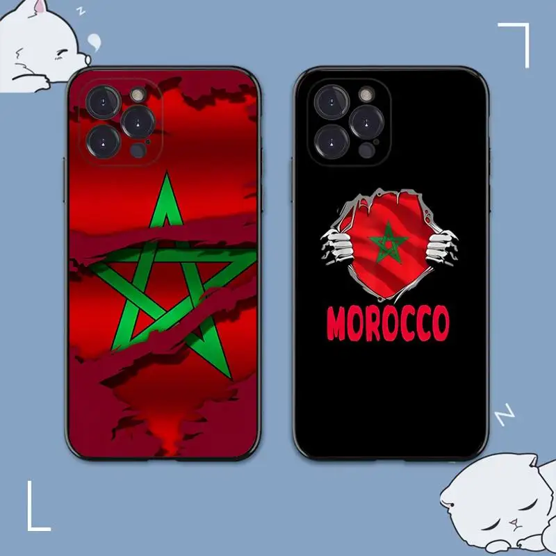 

Morocco Flag Phone Case For iPhone 8 7 6 6S Plus X SE 2020 XR XS 14 11 12 13 Mini Pro Max Mobile Case