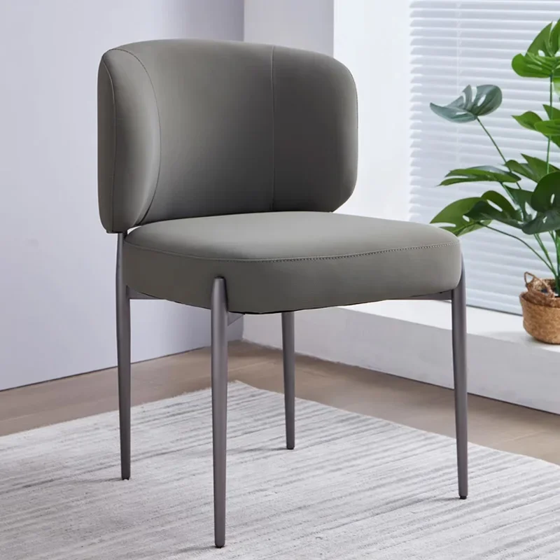 Итальянский стиль простой современный кожаный обеденный стул из нержавеющей