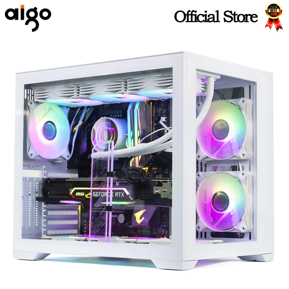 

Aigo C305 Desktop Computer PC Case ATX M-ATX ITX Gaming Mute Transparent Tempered Glass DIY Water Cooling Gabinete Gamer Chassis