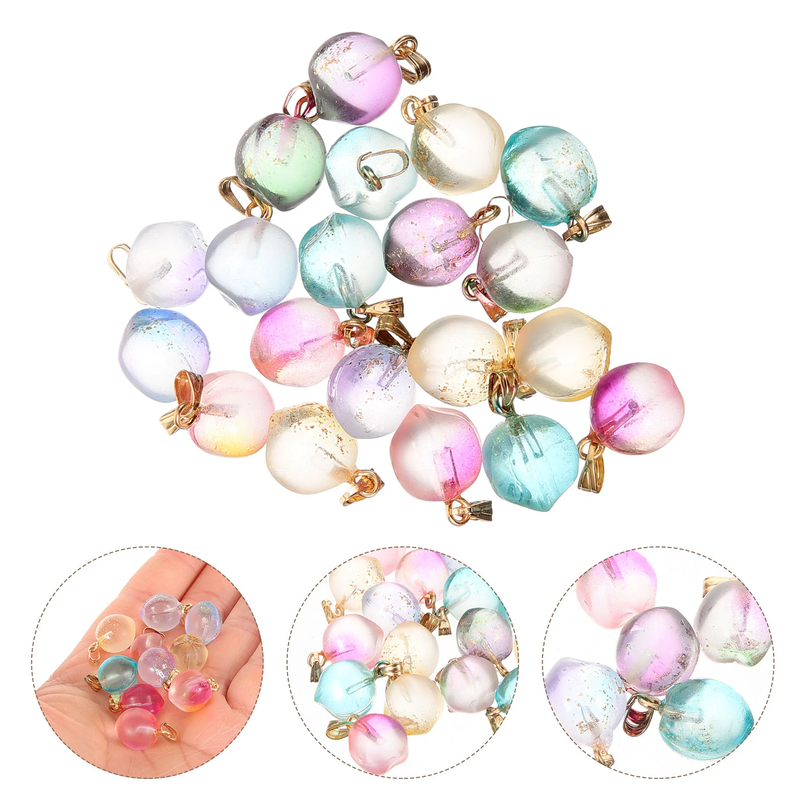 

20 Pcs Spray Paint Craft Ornaments Necklace Pendants Jewelry Accessories Glass Peach Charms Adorable Miss