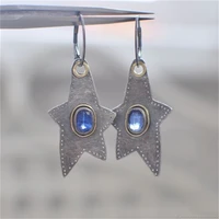 2022 new moonstone two color star earrings european and american fashion womens earrings simple long earrings accessories