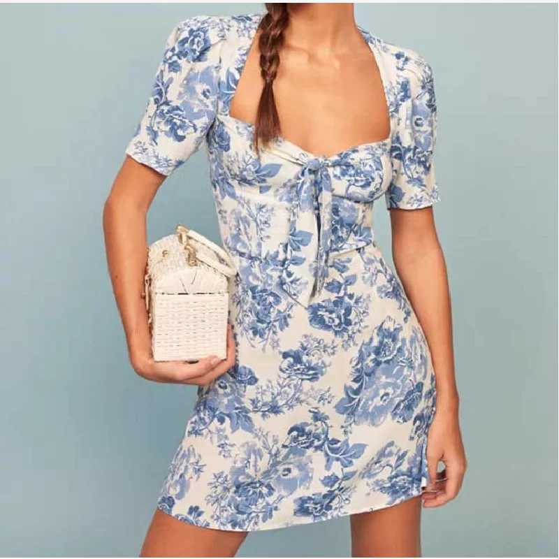 

Сексуальное облегающее вечернее платье с открытой спиной, женское шифоновое синее осеннее платье с рукавами-фонариками, платье-мини в стил...