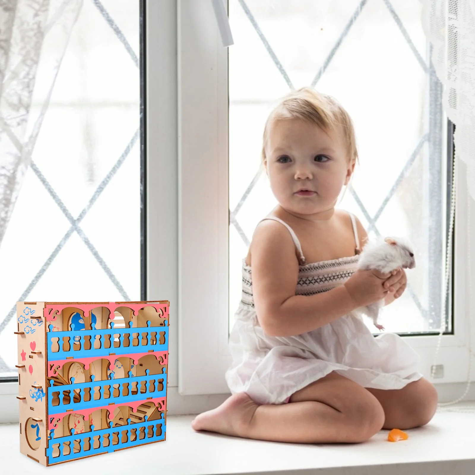 Dwarf Hamster Accessories Tubes and Tunnels Kit Villa Maze Toy Small Pet Exploring Wooden