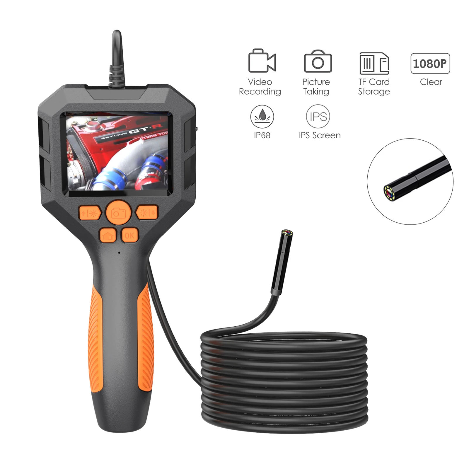 

1080P Industrial Endoscope Camera 2.8 " IPS Inspection Camera Handheld Inspection Camera with 2.8-inch IPS Screen with LED Light