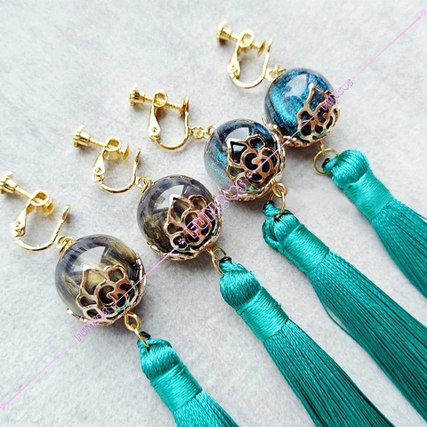 Зеленые серьги Wuthering Waves Jiyan для косплея