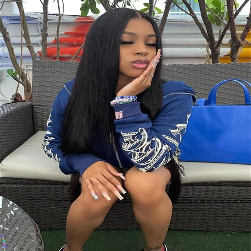 

Women Letter Hoodie zip up Y2k Cardigan Punk Sweatshirts Gothic Printed new Cyber Clothes 2022 Jackets Streetwear