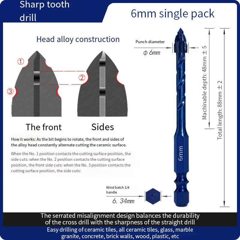 

Эксцентриковое сверло высокой твердости, прецизионное сверление, 6/8/10/12/14 мм, стеклянная плитка, керамическая штамповка, сверло для каменной плиты, офсетная резка