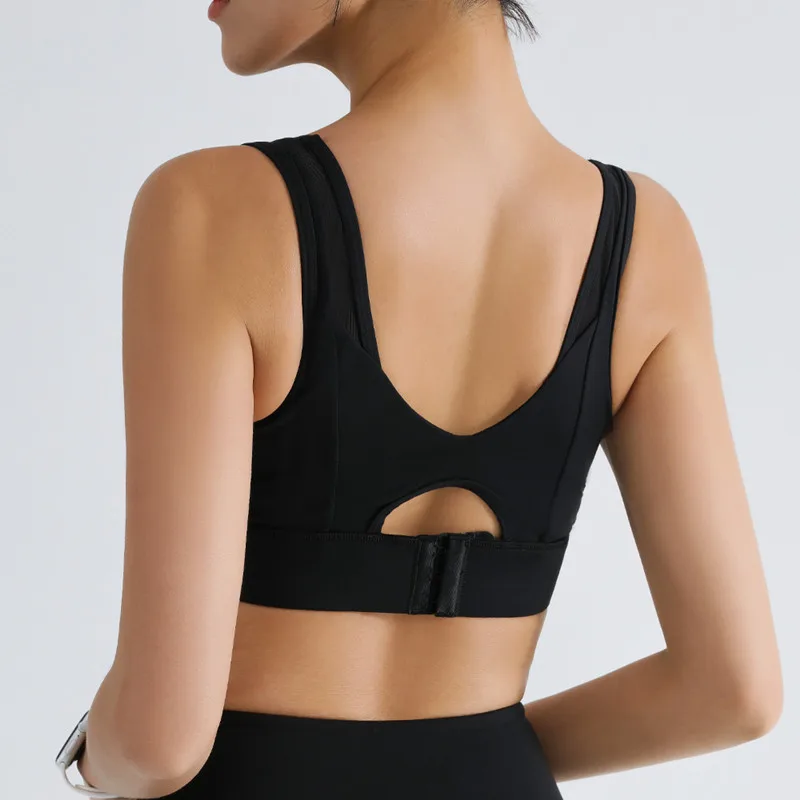 Women's Underwear High Strength Sports Bra Nylon Black Top Comfort Bra for Women Shockproof Running Yoga Fitness Bra  Gym Girl