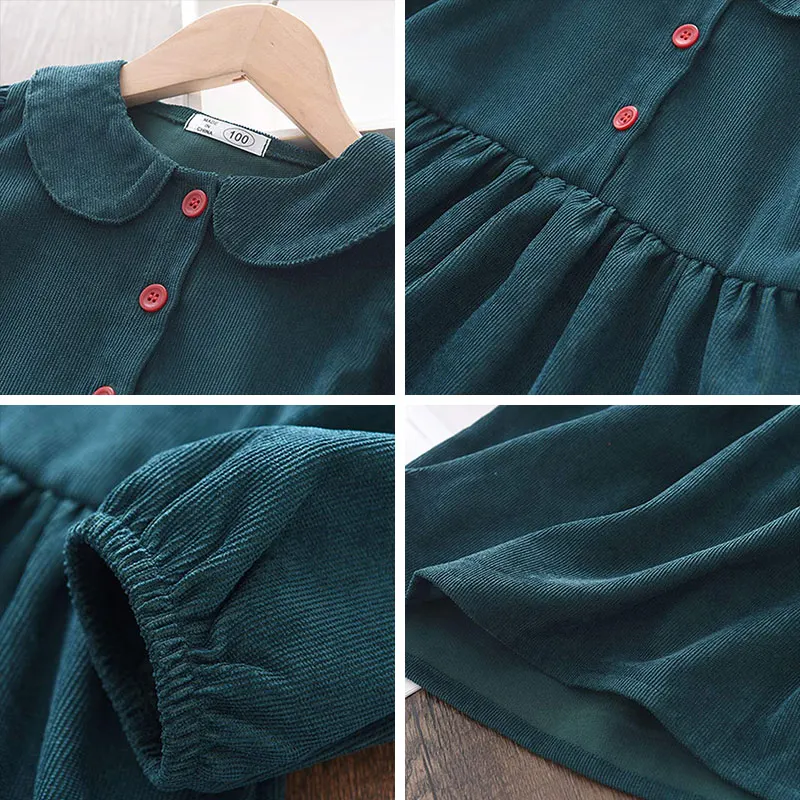 Bear Leader Baby Girls Clothes 2022 Autumn Round Neck New Solid Color Long Sleeve Casual Kids Party Princess Dresses Costumes