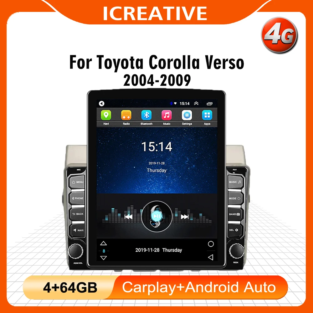 Reproductor Multimedia para coche Toyota Corolla Verso 2004-2009 4G Carplay Android 9,7 