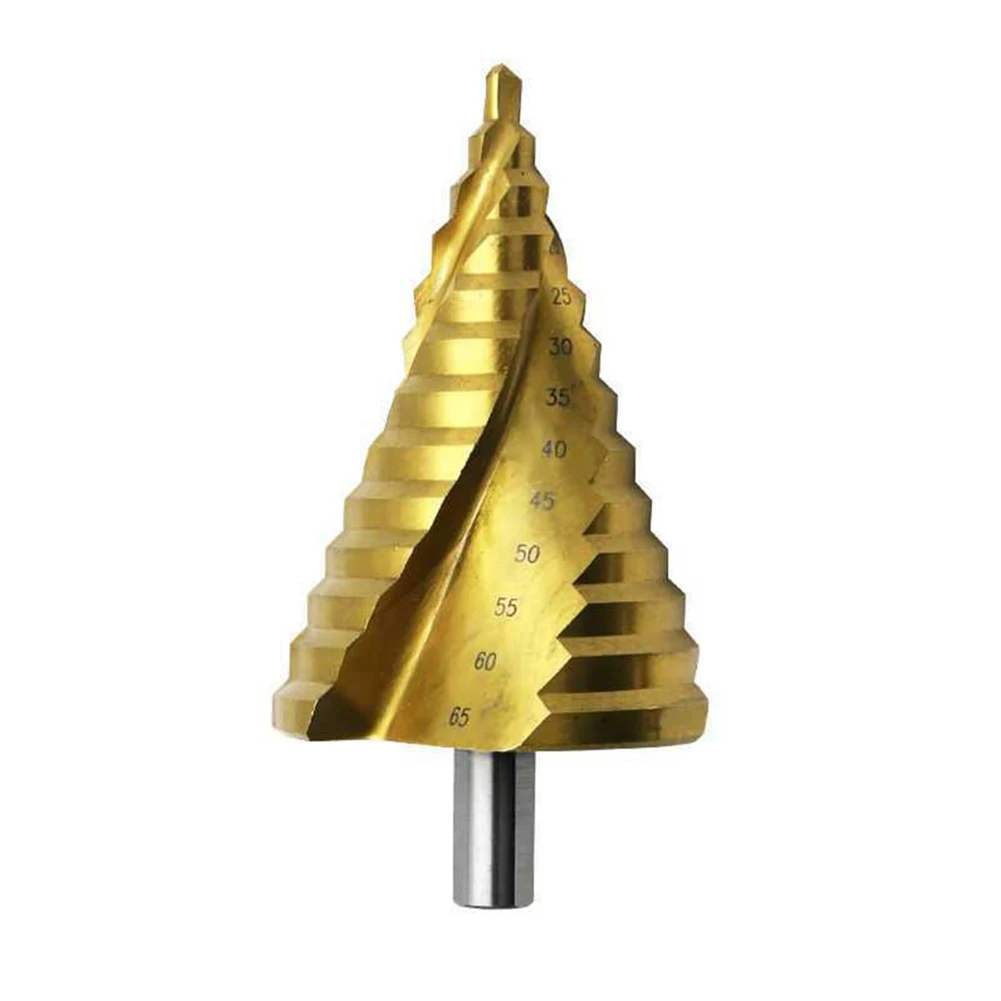 6-65mm Step Drill Bit Gold 3 Flute Spiral Titanium Coated High Speed Steel For Cut Hole Iron Aluminum Plate Insulation Boards