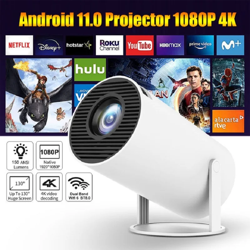 

Original HY300 Smart Projector Android 11.0 MINI Portable 5G WIFI Home Cinema 720P for SAMSUNG Apple Outdoor 1080P 4K Movie HDMI
