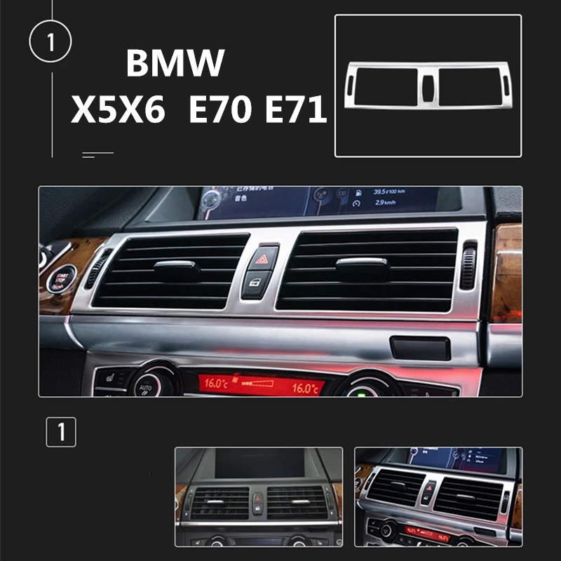 

Car styling central control air conditioner air outlet decorative frame for BMW X5X6 E70E71 stainless steel interior accessories