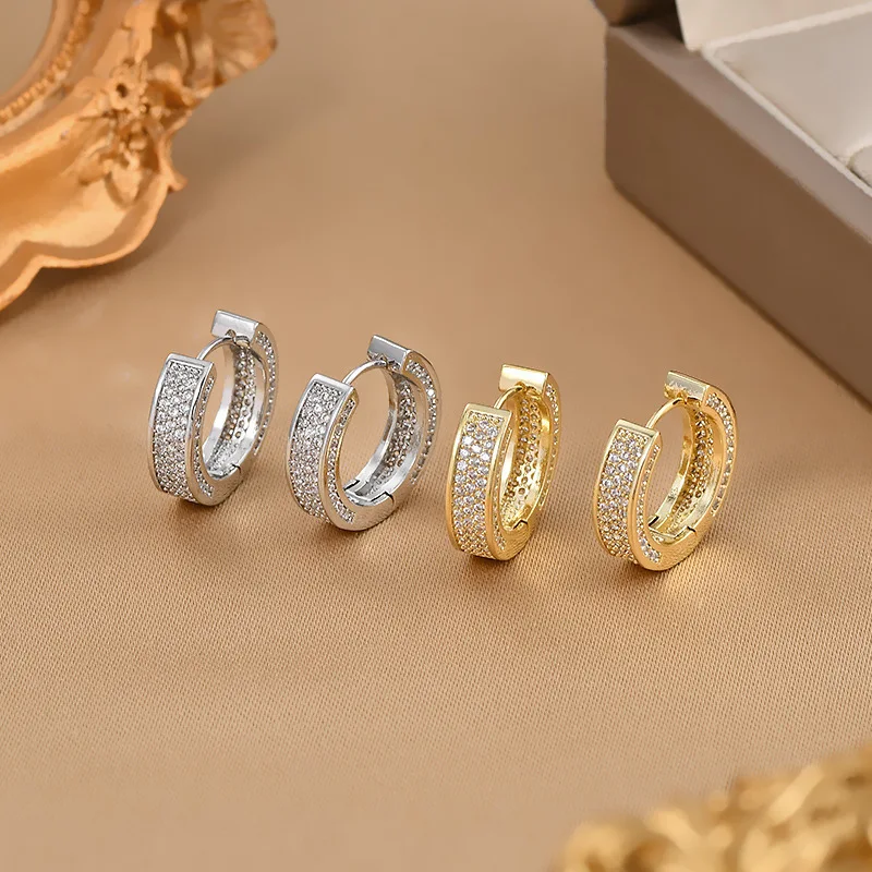 

Fashion Luxury AAA Cubic Zirconia Gold Hoop Earrings for Women 2022 New Exquisite Korean Earrings Luxury Jewelry Accessories